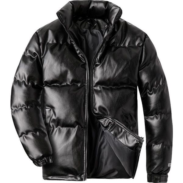 

2020 woodvoice winter jacket men casual wear padded warm coat male pu leather thicken coat man's windproof fashion black coat q1217