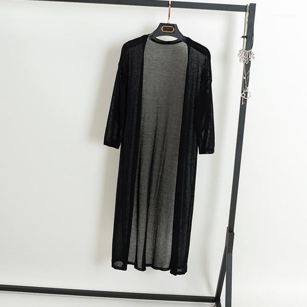 

women's knits & tees summer women sweater thin outside seven-point sleeves slim ice silk air conditioning sun protection long knitted c, White