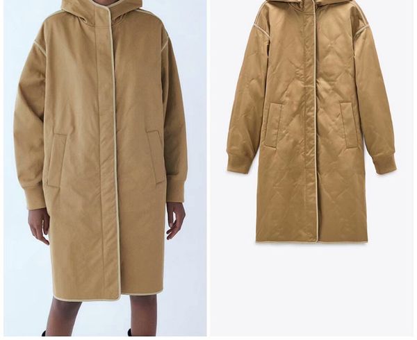 

hooded veste windjack jas cats loose long women wet parka woman femme winter qbeig, Black