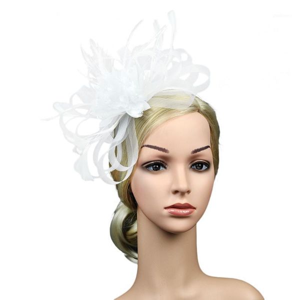 Geizige Krempe Hüte Party Hut Hochzeit Bowknot Fedoras Geschenk Feder Mesh Tag Bankett Braut Frauen Haar Zubehör Fascinator Stirnband Cocktail1