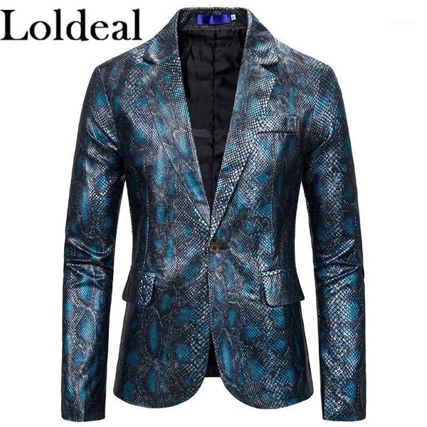 

loldeal gold bronzing blazers men suits new arrival luxury 3d snakeskin print designer jacket blazer homme men1, White;black