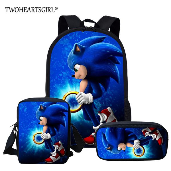 

twoheartsgirl cartoon school bag set for kids boys sonic the hedgehog school backpack elementary primary child kids book bags lj200917