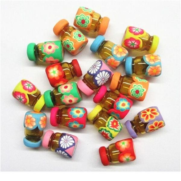 

50pcs/lot 0.5ml glass essential oil bottle small polymer clay pendant wishing bottles glass vials with natural w qylzep