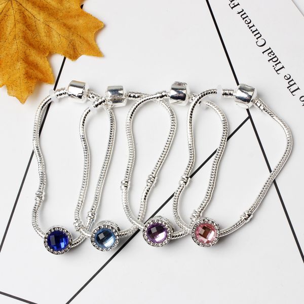 

fits drop silver shipping plated bracelets alloy pandora women snake chain charm beads children gift br004