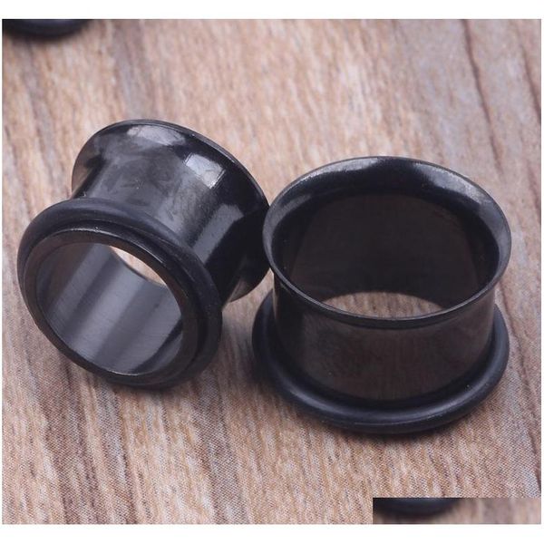 

100pcs/lot mix 3-14mm stainless steel black single flare ear tunnel body jewelry ear plug f jllxdb yy_dhhome, Silver