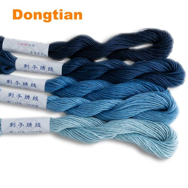 

yarn 5piece/lot 25meter/piece blue series gradient color sashiko thread set style 100% cotton thick 10 strands, Black;white