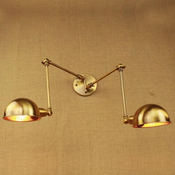 

wall lamp black/gold copper double head swing arm vintage led edison retro loft industrial light sconces lamparas de pared