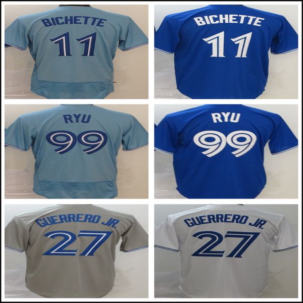 

custom toronto 8 cavan biggio jersey blue jays 27 vladimir guerrero jr. bichette ryu yamaguchi grichuk hernandez tellez baseball jerseys, Blue;black