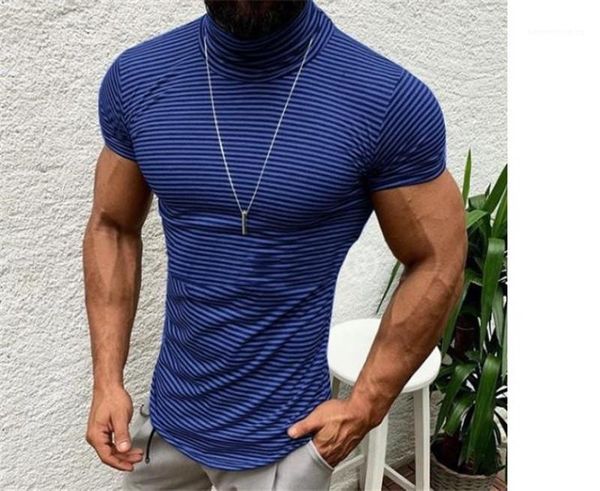 

mens new 2021 clothing men high neck designer slim tee short sleeve striped printed, White;black