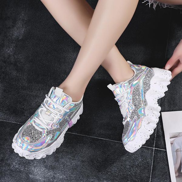 

sneakers women 2020 fashion platform vulcanized shoes bling breathable chunky sneakers purple size 41 zapatillas mujer, Black