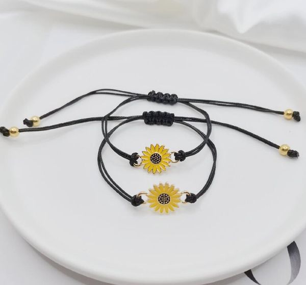 

vintage jewelry sunflower designer bracelets gold sunflower quote wish bracelet pinky promise couple jewelry women, Golden;silver