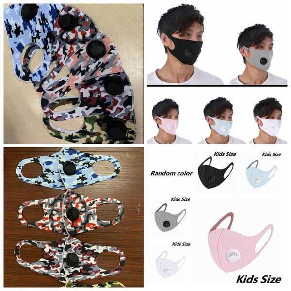 

anti-dust kids ice silk breathing adjustable face camouflage mask washable reusable valve masks gga3539