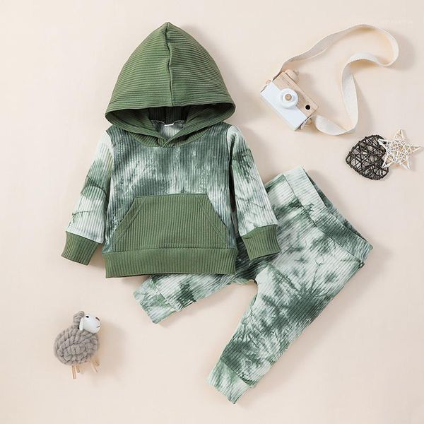 

clothing sets #50 0m-12m autumn baby kids clothes set toddler boys girl hooded tie-dye ribbed sweatshirt +pants outfits1, White
