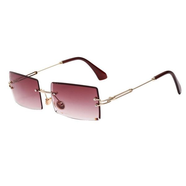 

women sunglasses retro small rectangle rimless square sun glasses 2020 summer style female green blue, White;black