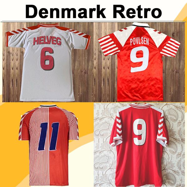 

1986 1998 national team retro mens soccer jerseys denmark m.laudrup helveg jørgensen b.laudrup home away football shirt short sleeve, Black;yellow