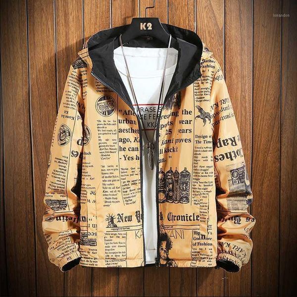 

men's jackets 2021spring men's coat double-sided wear casual jacket male korean version of loose fashion hooded letter printed mal, Black;brown