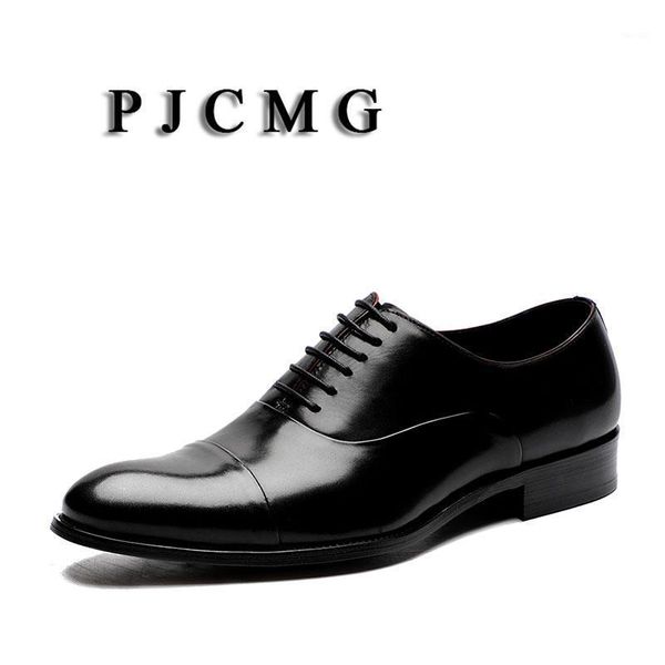 

dress shoes pjcmg handmade black/red oxfords formal mens solid lace-up pointed toe genuine leather business men wedding shoes1