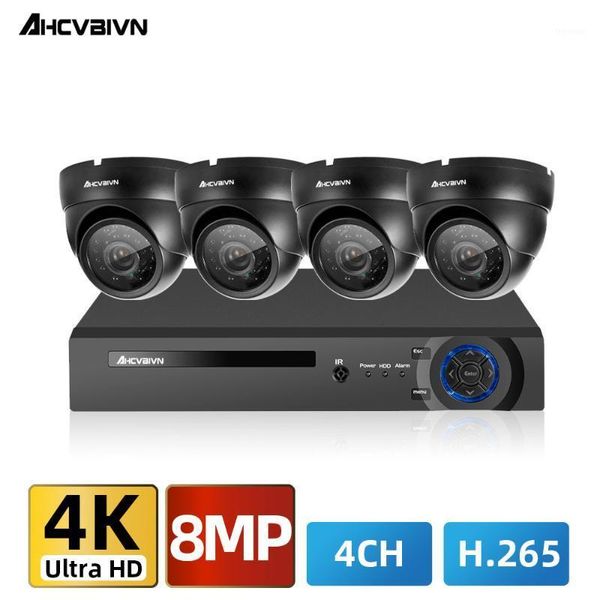 

4k 8mp h.265 4ch ahd tvi video surveillance system cctv kit with indoor/outdoor waterproof nightvision security cameras dvr kit1