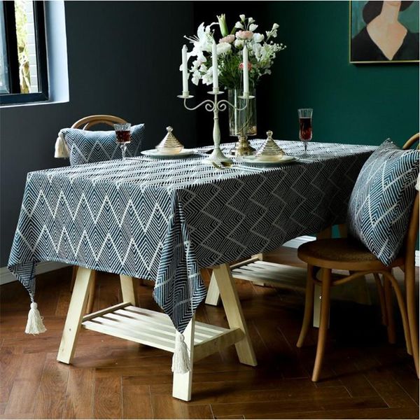 

tablecloth rectangular jacquard home decor tassel linen table cloth american pastoral restaurant coffee table mat cover