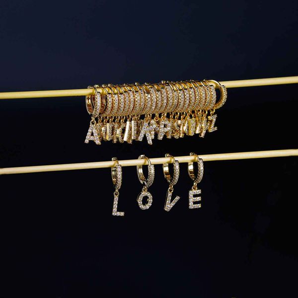 

fashion luxury jewelry women earrings 26 english alphabet designer earrings ear buckles creative all-match zircon earrings jewelry, Golden;silver