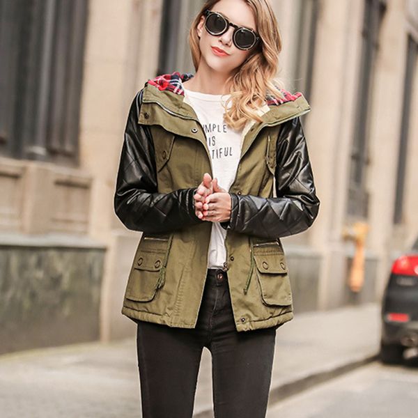 

new parkas women thick jacket for ladies in women's hood with casual fine skin outward winter parka coat, Black