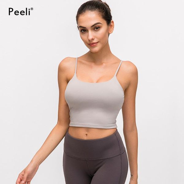

peeli soft nylon gym bra quick dry padded fitness crop women solid running yoga vest sports bras training workout tank, White;black