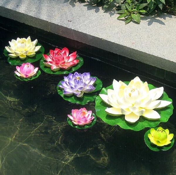 Diâmetro 60CM enorme Detalhes Artificial Lotus Flower Craft Pool Water Falso EVA Decor casamento ornamento do Natal para