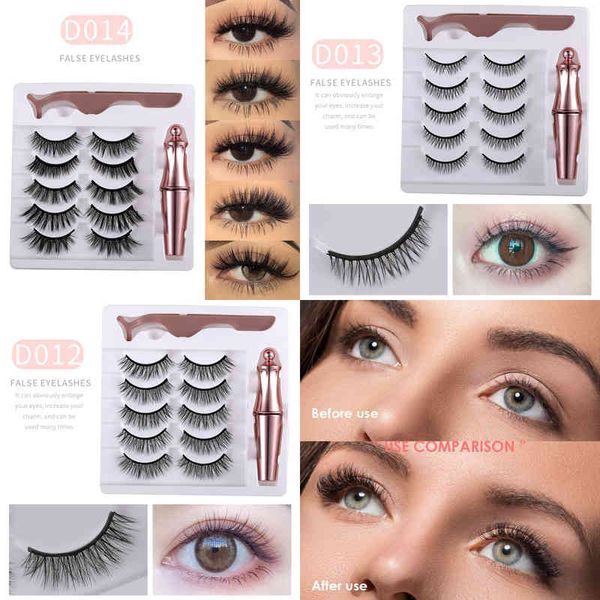 

fake eyelashes 5 pairs 3d mink magnetic eyelashes set liquid eyeliner tweezer natural thick long magnet false eye lashes makeup extension to