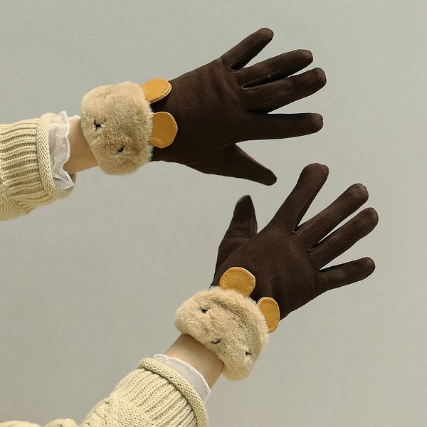 

korean version of ins students warm in winter soft touch screen cotton gloves plush cute cartoon girl cycling cold protection