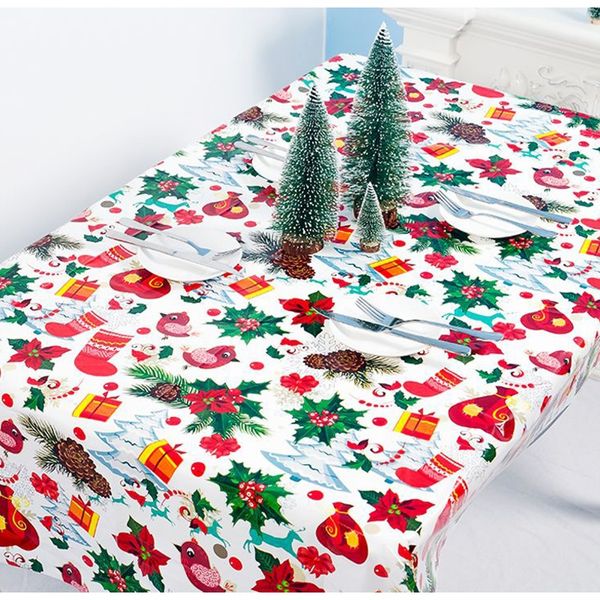 

1pcs 110x180cm disposable pvc christmas tablecloth printed table cover dinner decoration for xmas new year home party supply f bbyrgz