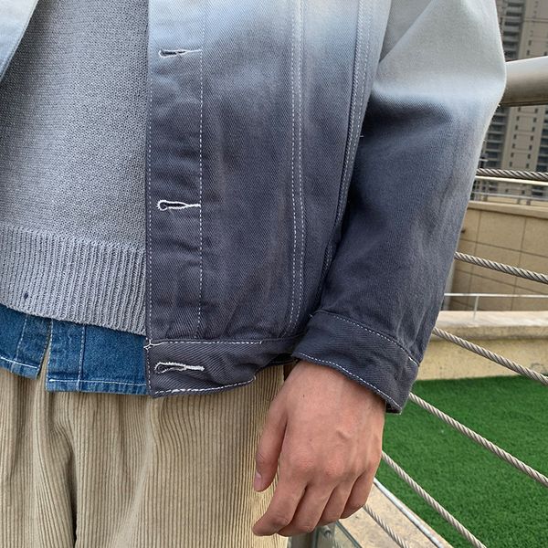 

2021 new jacket male female jeans spring and fall couple gradient mid length bf denim fashion 8dtf, Black;brown