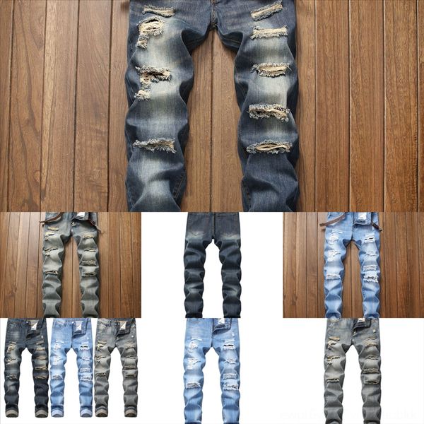

c97bo new denim skinny menslim short dener jeans denim jeans man fit soft jeans men trousers classic mens hole pants men's, Black