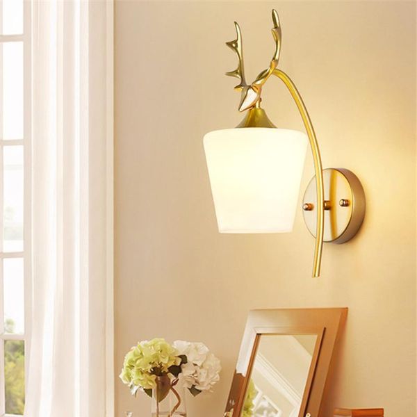 

wall lamp thrisdar nordic creative antlers led light living room bedroom bedside iron deer corridor stairs