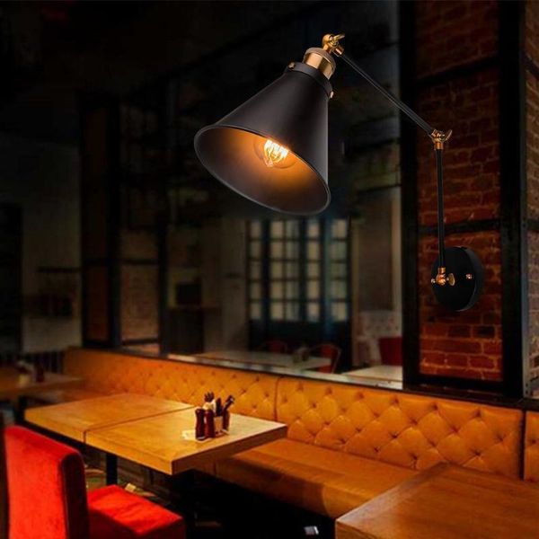 

wall lamp industrial retro long arm creative nostalgic retractable bedroom bedside restaurant cafe wrought iron