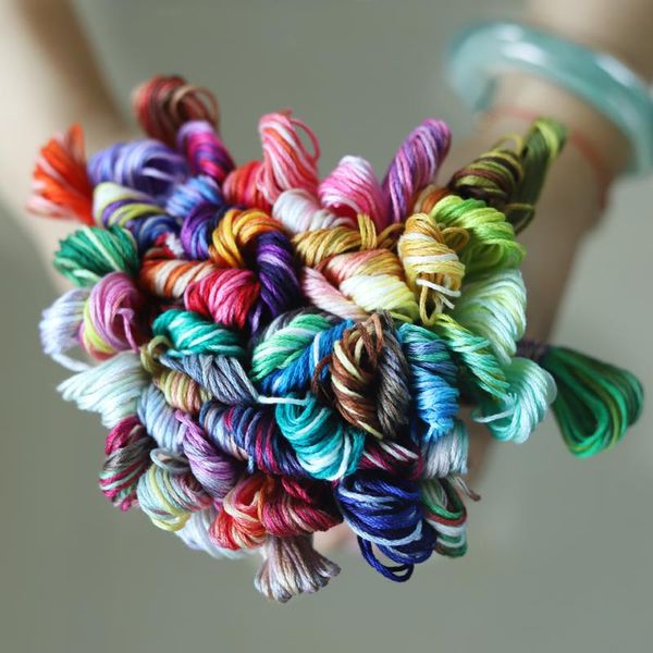 

glossiness variegated colors 6 strands 8m double mercerized 100% egyptian cotton embroidery floss thread cross stitch handmade, Black;white