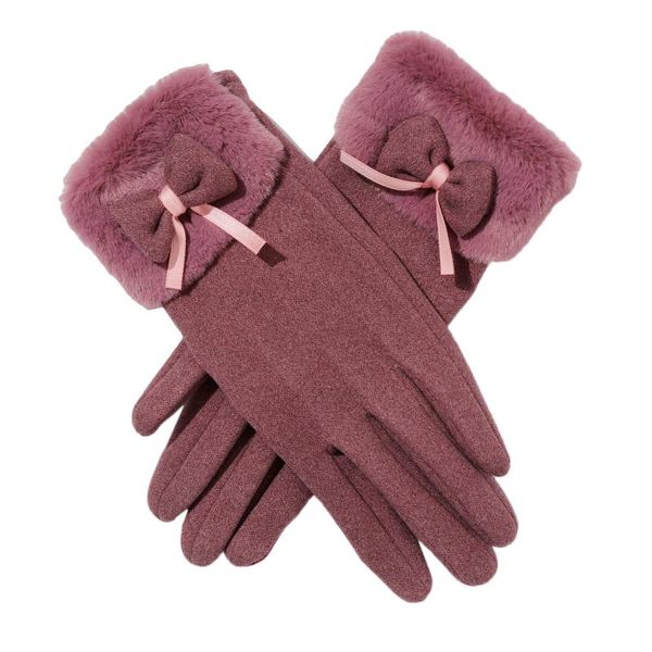 

five fingers gloves ladies plush super stretch thickening warm touch screen cute hair mouth outerwear for female, Blue;gray