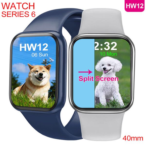 

smart watch hw12 series 6 40 мм 1.57 дюймов сплит-экран пароль блокировка пользовательских рублей работа в bluetooth call smartwatch мужчины
