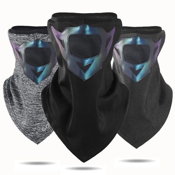 

winter bandana scarf reflective strip facemask cycling hiking running face shield warm safe skiing men women mask headwear, Black