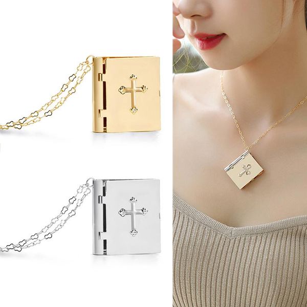 

chains wholesale retro necklace christian miniature readable bible christmas gift for women aic88, Silver