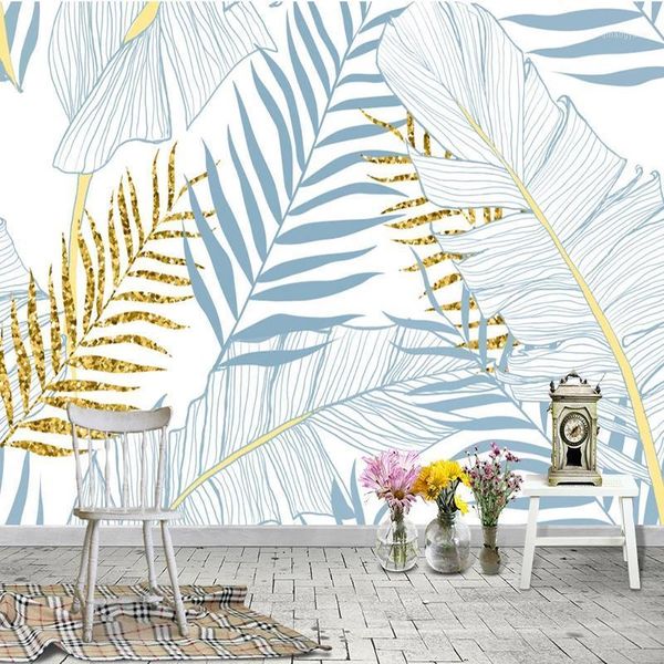 

custom mural wallpaper 3d plant banana leaf fresco modern simple living room bedroom restaurant background wall painting murals1