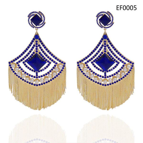 

dangle & chandelier yulaili 2021 fashion big tassel earrings for women wedding bridal crystal imitation pearl trendy lady, Silver