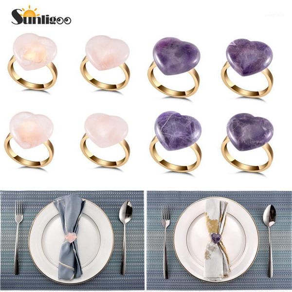 

sunligoo rose quartz amethyst heart shape napkin rings for home kitchen wedding parties picnics buffet table napkins decoration1