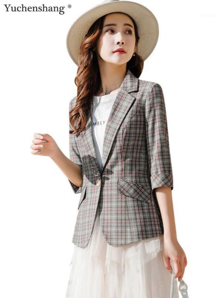 

vintage plaid women blazer pockets jackets female suits office lady coat single button blazers outerwear1, White;black