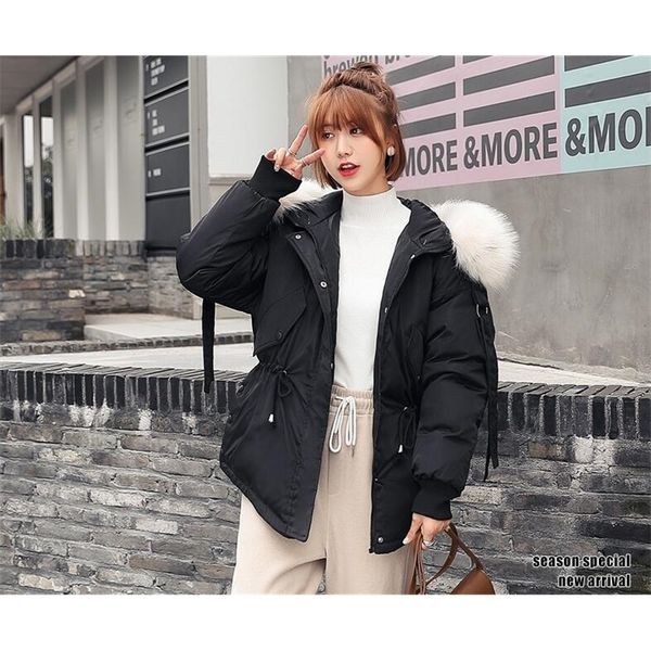 

manteau d'hiver femmes mode fourrure col capuche pais chaud coton-rembourr veste femmes grande taille femme vtement d' 201225, Black