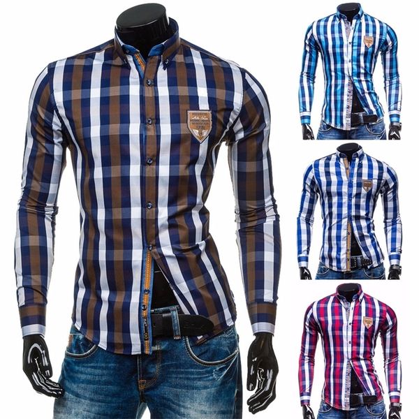 

zogaa men fashions casual shirts long sleeve hit color plaid men shirt single breasted regular full male clothing summer shirts, White;black