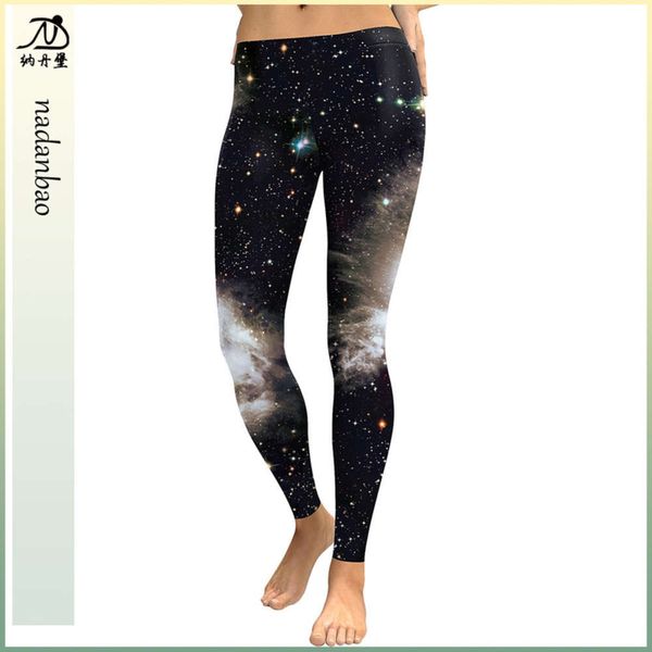 

2020 new star digital printing women's elastic leggings kdk1016, Black;white
