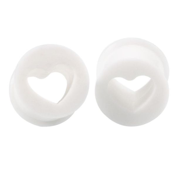 

modrsa 1pair sile ear plugs and tunnels hollow heart shape ear gauges ear stretcher expander body piercing jewelry q wmtzjf, Silver
