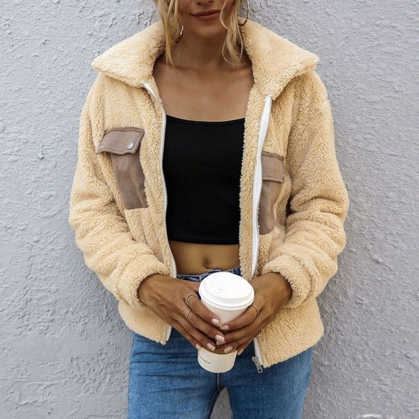

women's wool woman's loose winter lapel elegant harvest solid front pockets thick fashion thin coat 439g, Black;brown