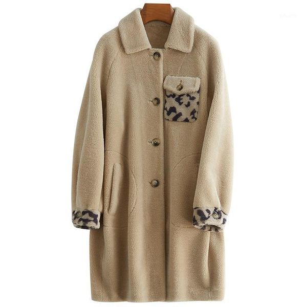 

coat 100% genuine wool fur korean leopard female jacket soft warm jackets for women 2020 women's coats mulheres casacos zjt7311, Black