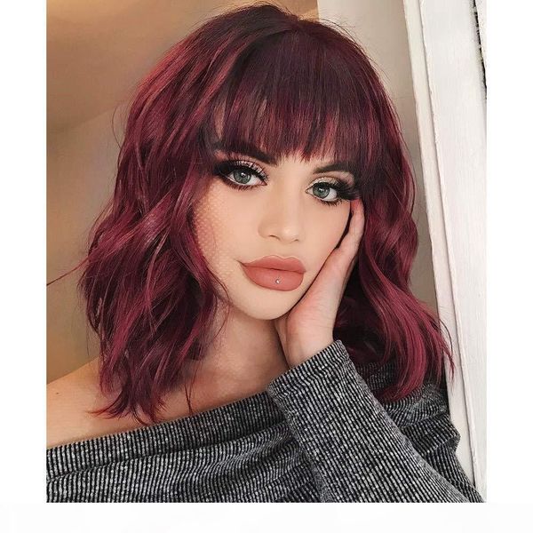 

europe and the united states wigs women's head set qi liu haibo short roll package amazon delivery fiber high temperature wire factory, Black